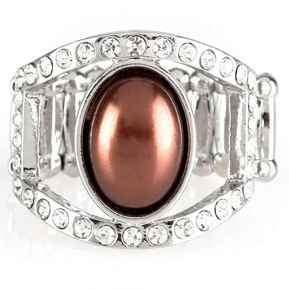 Radiating Riches - Brown Stretchy Band Ring - Picture 2 of 2